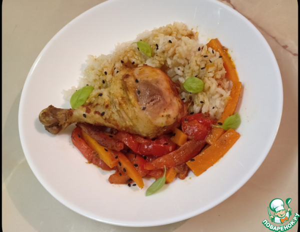 Курица, запеченная в рукаве с овощами Курица, запеченная в рукаве с овощами