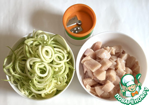 Спагетти из цуккини с курицей