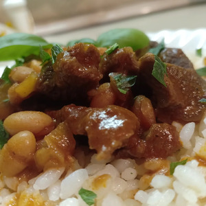 Мясо с фасолью в томатном соусе