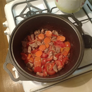 Свинина с фасолью и овощами Свинина с фасолью и овощами